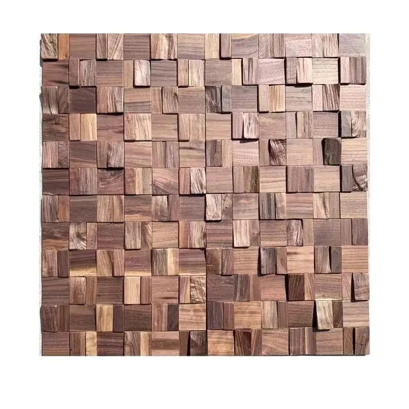 Self Adhesive Solid Wood Mosaic Decorative Wall Black Walnut 3D Wall Panel Log Background Wall Board