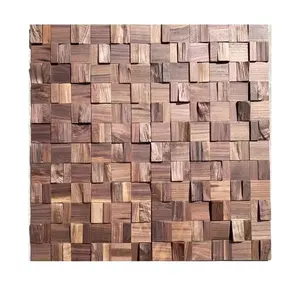 Walnut Self Adhesive Solid Wood Mosaic Decorative Wall Black Walnut 3D Wall Panel Log Background Wall Board