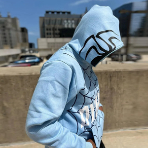 Sérigraphie personnalisée de haute qualité, poids lourd, Streetwear, toile d'araignée, sweat à capuche pour hommes - Product Image 2