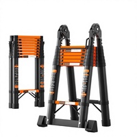 Échelle télescopique en acier au carbone épaissi, capacité de charge de 150 kg, hauteur extensible de 2 m, utilisation extérieure, domestique et industrielle, multifonctionnelle