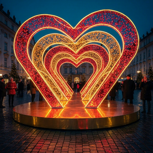 Installation de grandes installations lumineuses en forme de cœur pour les expositions emblématiques, les événements de Noël, les festivals de la Saint-Valentin et les zones de célébration publiques - Product Image 1