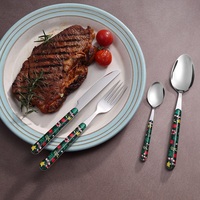 Ensemble de couverts en acier inoxydable 24 pièces, motif de Noël, manche en PC, ensemble de couverts, cuillère, fourchette, couteau, pour dîner, cadeau