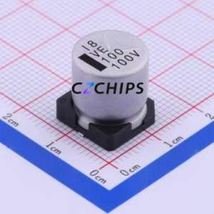 ตัวเก็บประจุแบบอิเล็กโทรไลต์อะลูมิเนียม SMD รุ่น VE-101M2ATR-1313, ขนาด D12.5xL13.5 มม. 100uF 20% 100V 12.5 มม. - Product Image 1