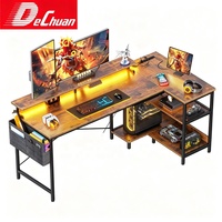 Bureau de jeu pliable en forme de L avec étagères de rangement, éclairage LED et support pour écran – Vente en gros