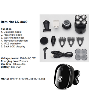 LK-8800 xi siyah kafa tıraş makinesi elektrikli su geçirmez yüz saç çıkarıcı Groomer döner jilet erkek elektrikli tıraş makinesi 5 in 1 kadın - Product Image 2