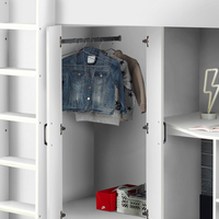 Cadre de lit mezzanine en bois pour enfants direct d'usine dormeur en hauteur avec étagère intégrée et armoire coudée