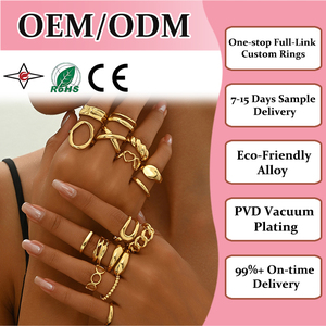 16pcs Sets Custom Non Tarnish <strong>Rings</strong> Unique Waterproof Flower Engagement Zinc Alloy <strong>Adjustable</strong> Open <strong>Silver</strong> Gold <strong>Rings</strong> for Women - Product Image 1