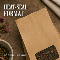 Sachet en papier kraft compostable personnalisé avec fenêtre et soufflet latéral en PLA pour épices sèches, emballage alimentaire de qualité, fabricant OEM