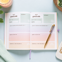 Carnet de Gratitude Quotidienne à Couverture Rigide, Couverture Dégradée Arc-en-ciel Pastel, Stylo Améthyste Cristal, Coffret Cadeau, Fabrication OEM ODM en Gros