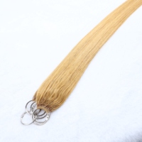 Extensions de cheveux vietnamiennes en plumes, 100% cheveux humains Remy, micro-anneaux, blonds, lisses, sans colle, sans chaleur