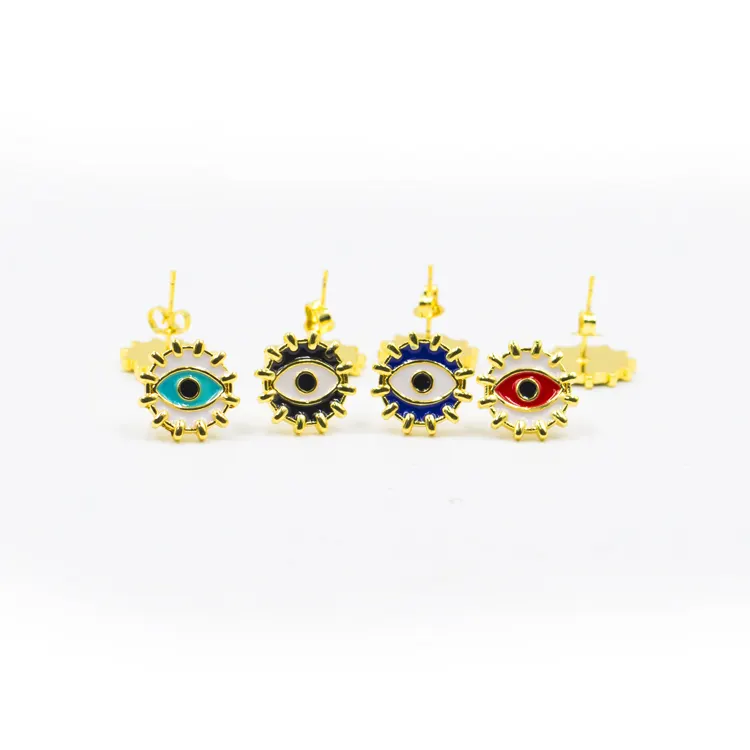 2024 hot sale devil eyes stud earrings out of the street wear match jewelry copper metal gold plated earrings girls jewelry