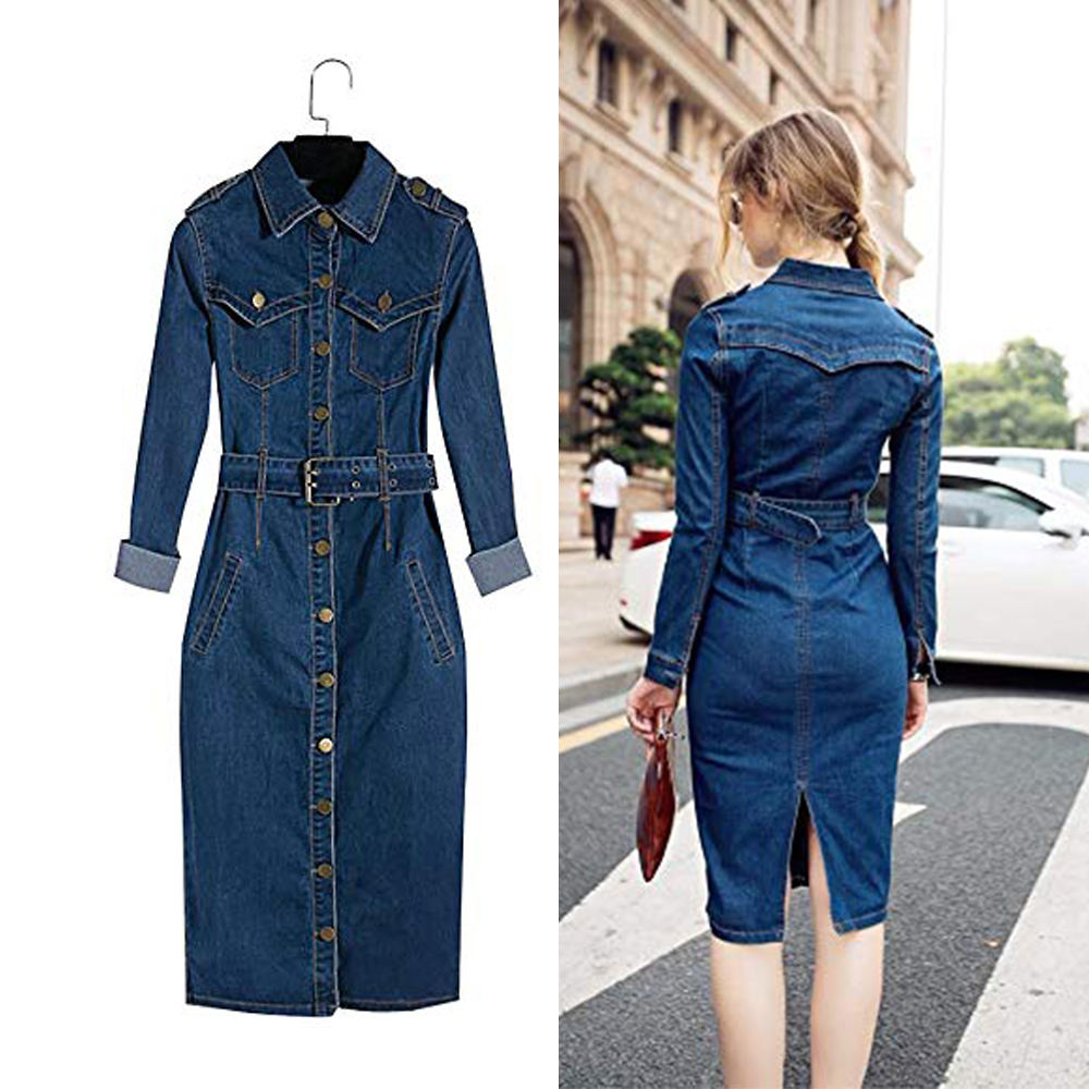 denim long frocks