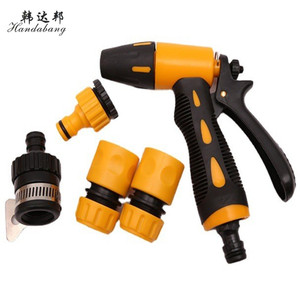 Plastic 5 Piece Water Gun <b>Set</b> Adjustable Spray <b>Garden</b> Washing <b>Tool</b> Kit 25mm Yellow - Product Image 3