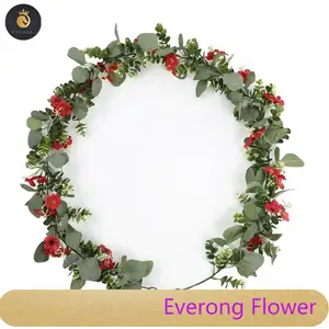 Eucalyptus Garland WiEV Ross Flower Artificial Vines Silk Greenery Eucalyptus Leaves For Wedding