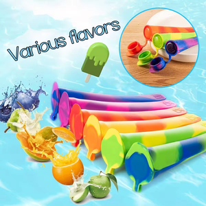 Moule à sucettes glacées en silicone coloré personnalisé avec logo, avec couvercles connectés, pour la création de glaces maison – Vente en gros - Product Image 2