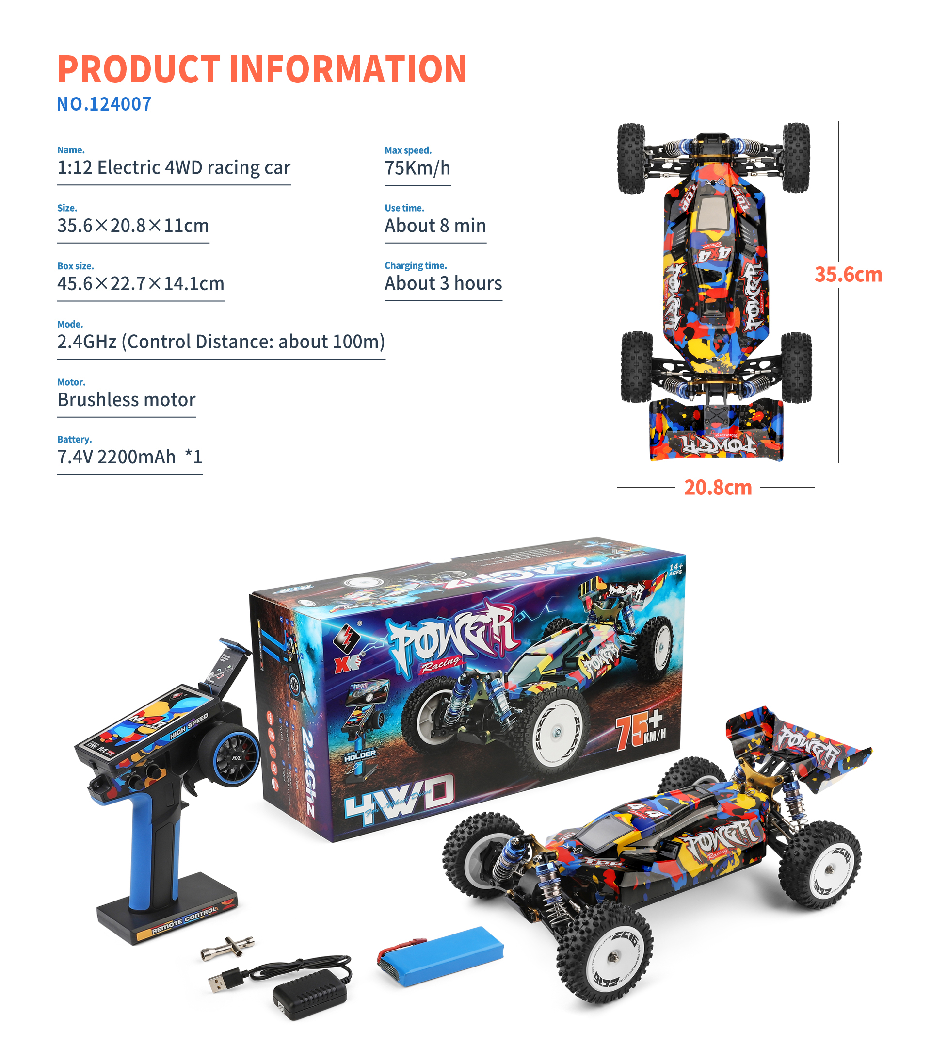 ★山さん ★WLtoys 124008 3S 2000mAh ⑦ ＋ ➇ Wltoys 1/12 124008 RC Car 2000mAh 60km/h High Speed 3S