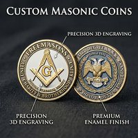 Moneda Masónica 3D Personalizada de Latón, Moneda Masónica de EE. UU. para Grabar, Monedas de Oro Antiguas, Aleación de Zinc, Fundición a Troquel, Esmalte Duro, Pulido con Chorro de Arena