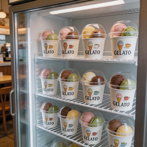 Vasos de papel desechables biodegradables al por mayor de 6oz, 8oz y 12oz para helado, con impresión personalizada para tiendas de postres fríos y yogur helado. - Product Image 3