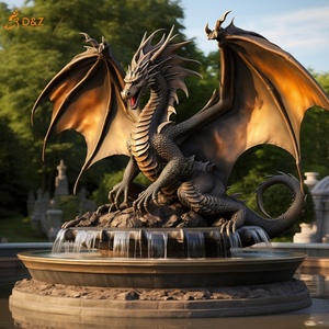 Giardino esterno decorare mitologia romana arte metallo drago scultura grande bronzo medievale statua del drago cascata fontana di acqua - Product Image 5