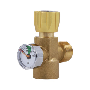Adaptador de tanque de CO2 de cilindro de fabricante de Soda entera <span class=keywords><strong>Indivisible</strong></span> ASA con válvula de encendido y apagado de manómetro de 3000Psi, CGA320 macho a CGA320 macho o W21.8-14 - Product Image 2