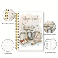 Nouveau design 2026 : Carnet de recettes A5 à couverture rigide pour la pâtisserie, planificateur quotidien, hebdomadaire et mensuel, impression personnalisée, carnet de recettes à spirale