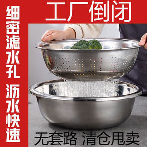 Escurridor de doble capa de acero inoxidable 304 para lavar verduras, frutas, arroz y amasar masa con función de drenaje. - Product Image 3