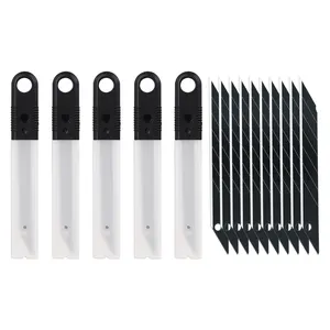 MANUFORE 100pcs 9mm Snap-off Replacement Blades 30 Degree SK5 steel Black Blades for 9mm utility knife film box cutter