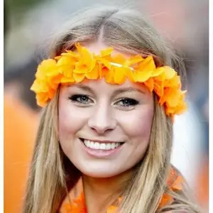 Aficionados al fútbol Holanda Hawaii Leis corona partidario los Países Bajos color flor headchain