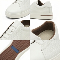 Chaussures décontractées en cuir véritable style marche, personnalisées par le fabricant, noires et blanches, pour hommes