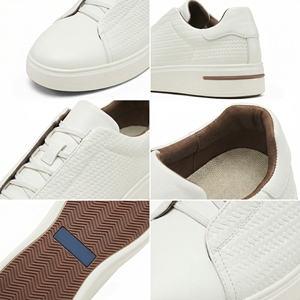 Scarpe Casual in Vera Pelle su Misura, Stile Walking, <span class=keywords><strong>Sneakers</strong></span> in Pelle Genuina <span class=keywords><strong>Nere</strong></span> e Bianche per <span class=keywords><strong>Uomo</strong></span> - Product Image 2