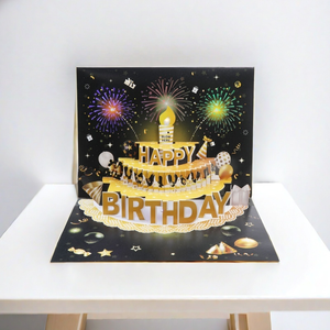 Tarjeta de Felicitación de <span class=keywords><strong>Cumpleaños</strong></span> con Música y Luz, Tarjeta Pop-up 3D con Pastel, Fuegos Artificiales y Vela Soplable, Disponible en EE. UU. - Product Image 1