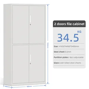 Hot Sale 2 Doors Office Storage Cabinet Customized Steel Cupboard Metal Cabinet Filing Cabinet With 4 Shelves
