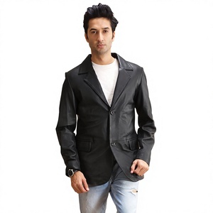 Blazer Negro para Hombre GLOBAL LEATHER, 100% Poliéster, Cuello Mao, Cierre de Cremallera, Transpirable, Corte Regular, Estilo Americano, Tejido - Product Image 6