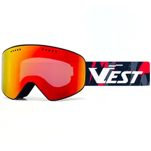 Amostra personalizada de óculos de proteção para esqui, fabricante de lentes antiembaçantes 100% UV400, logotipo de atacado, óculos Google para snowboard e neve