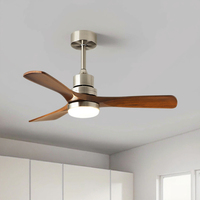 Ventilateurs de plafond intelligents LED en noyer de 42/52 pouces, avec télécommande, modernes, étanches, moteur DC 220V, marron foncé, pour hall, vente en gros