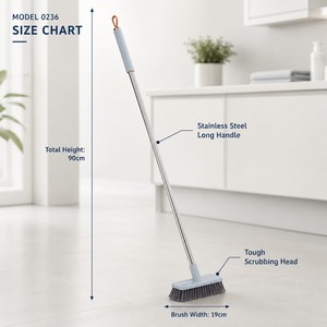 <span class=keywords><strong>Brosse</strong></span> de nettoyage compacte pour sols avec manche en acier inoxydable 19 cm, <span class=keywords><strong>brosse</strong></span> à poils rigides pour salle de bain, cuisine, carrelage - Product Image 5