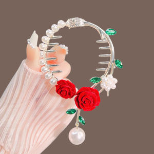 Pinces à cheveux papillon rétro perles suspendues tête de pilule haute perle griffes de cheveux femmes épingles à cheveux élégantes queue de cheval boucle accessoires de cheveux - Product Image 5