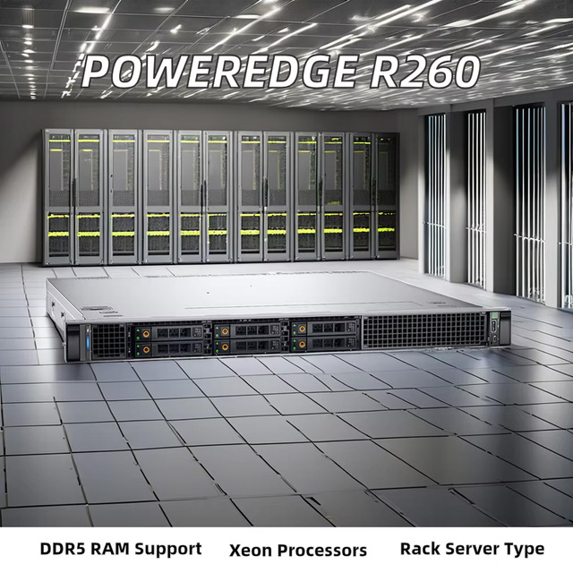Dell R260 1U Rack Server Intel E2478 8C 2.3Ghz 16G 4800MT/s 2*960G SSD H355 450W Power R250 R240 New Inventory