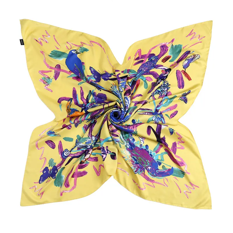 Шелковый квадратный шейный шарф модный дизайн знаменитый цветочный дизайн головной платок для волос Шелковый