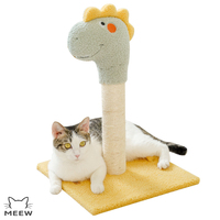 Structure d'escalade pour chat Little Dinosaur avec poteau à gratter en sisal, tube, niche, jouet à suspendre et maisonnette pour chaton