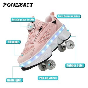 Meilleur cadeau pour les filles Patins à roulettes d'extérieur rétractables à quatre roues Modes commutables pour les divertissements d'été - Product Image 2