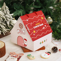Boîte cadeau en carton pliable rouge pour Noël, avec poignées, pour bonbons, biscuits, pâtisseries, à emporter