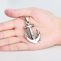 Bijoux sans ternissement collier pendentif ancre chaîne en acier inoxydable à effet 3D personnalisé à la mode