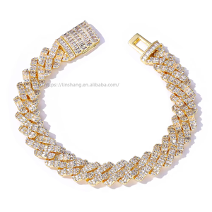 Pulsera de Cadena Cubana Hip Hop de 10mm con Zirconia Mixta en Forma de T y Rombo para Hombre, Joyería Tanjing - Product Image 5