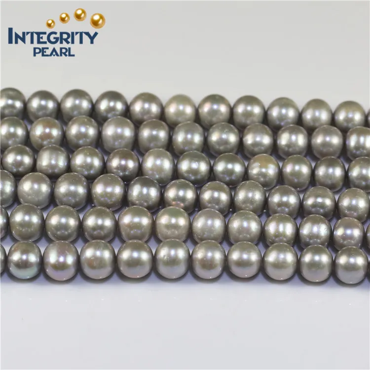 Grandi dimensioni 11-12mm grigio grigio off Round Near Round perle sciolte d'acqua dolce stringhe per la creazione di gioielli