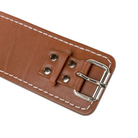 Sangle de cheville en cuir véritable marron doublée polaire douce avec boucle réglable et anneau en D métallique pour machine de musculation et fitness