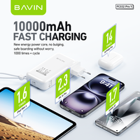 BAVIN Vente en gros Powerbank PC032 Pro Y 22.5w 10000mah Plug Eu Us Li-Polymer Battery Power Bank Avec I Phone Type Cable