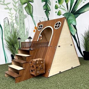 202606 Grand château moderne en bois pour lapins, niche, cachette et <span class=keywords><strong>habitat</strong></span> intérieur, mobilier pour lapins - Product Image 2