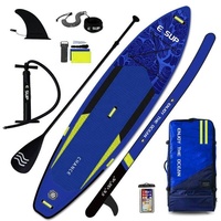 Planche de paddle gonflable OEM E SUP 11'6x32" avec ailerons, sac à dos, pagaie en aluminium et pompe manuelle - Garantie 2 ans - Pour lacs, rivières et surf