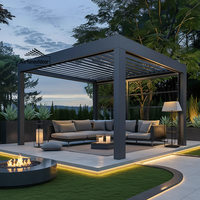Pergola rétractable motorisée en aluminium Airfun avec éclairage LED, protection UV, design résistant à la neige, style antique, écologique, pour jardin et terrasse, 1 ensemble